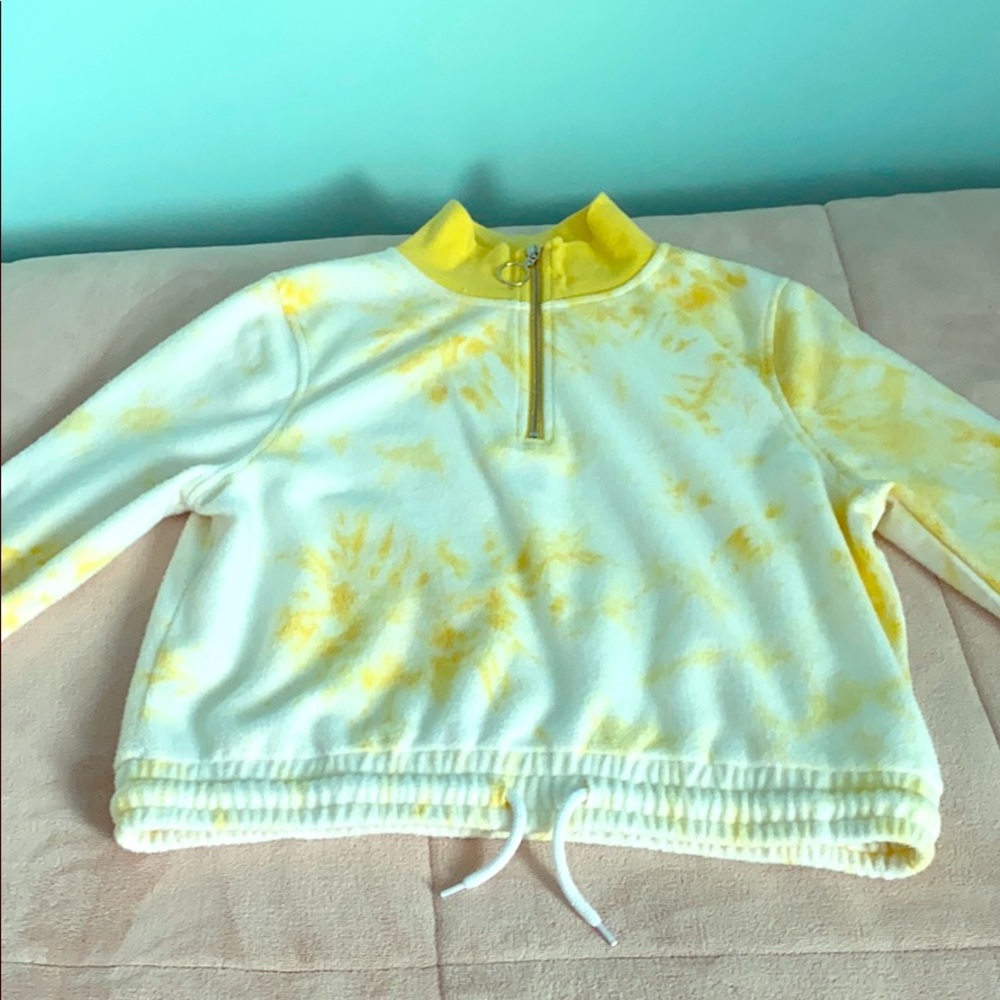 Quarter Zip Yellow Drawstring Top